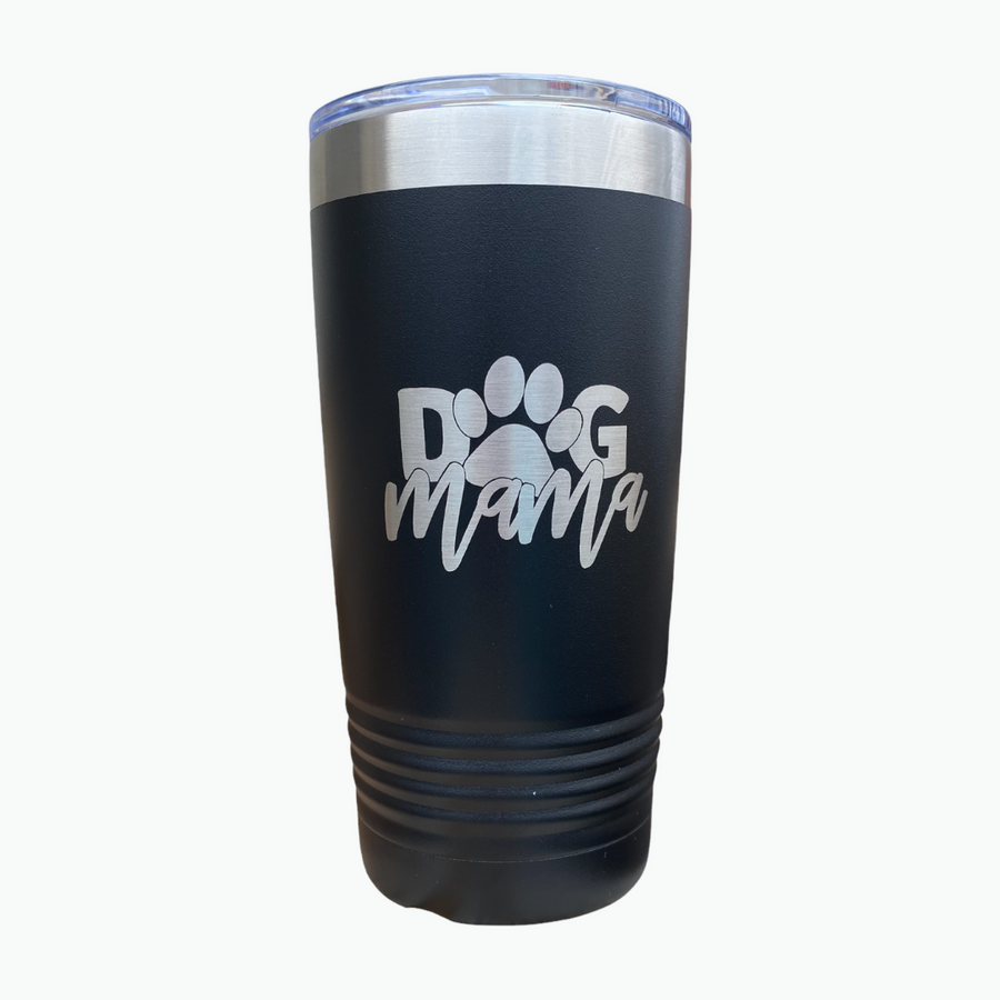 black 20 oz tumbler engraved with "Queen of" and diamond, heart, club, spade shape