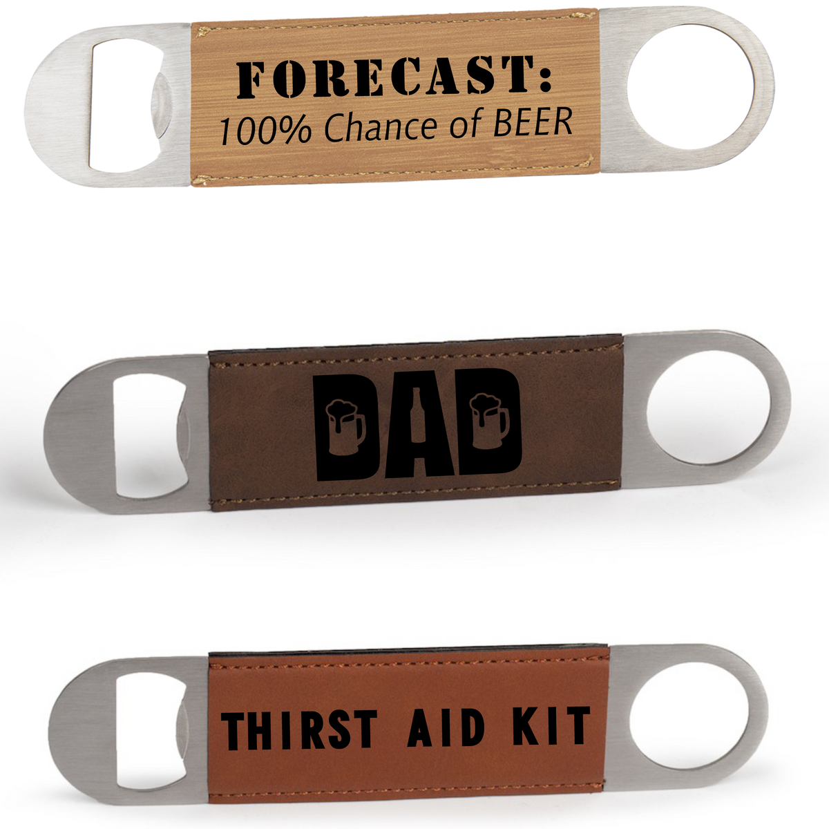 Leatherette Bottle Opener - Custom Engraved 1.5"x7"