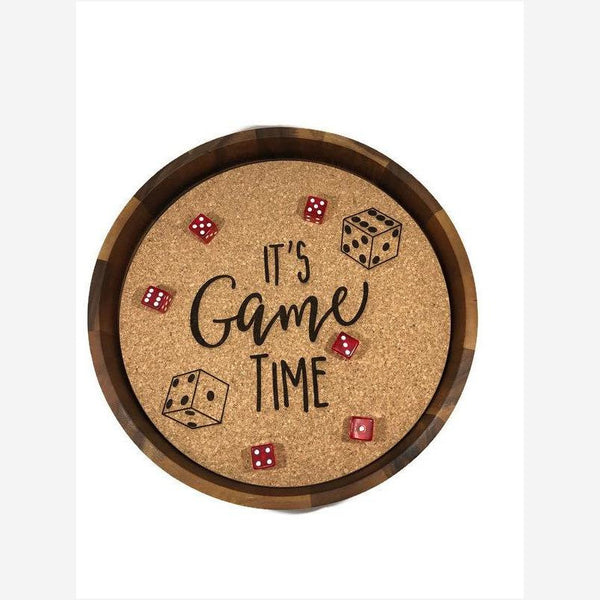Snow Wooden Dice Tray with Cork Insert & Dice Cup