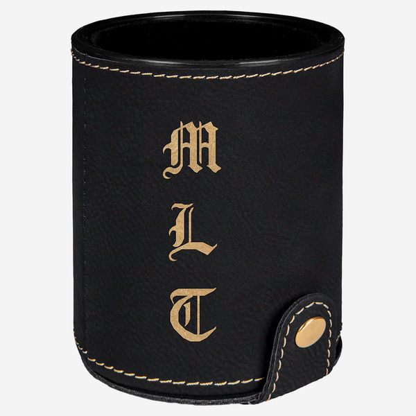 Black Leatherette Dice Cup with Storage