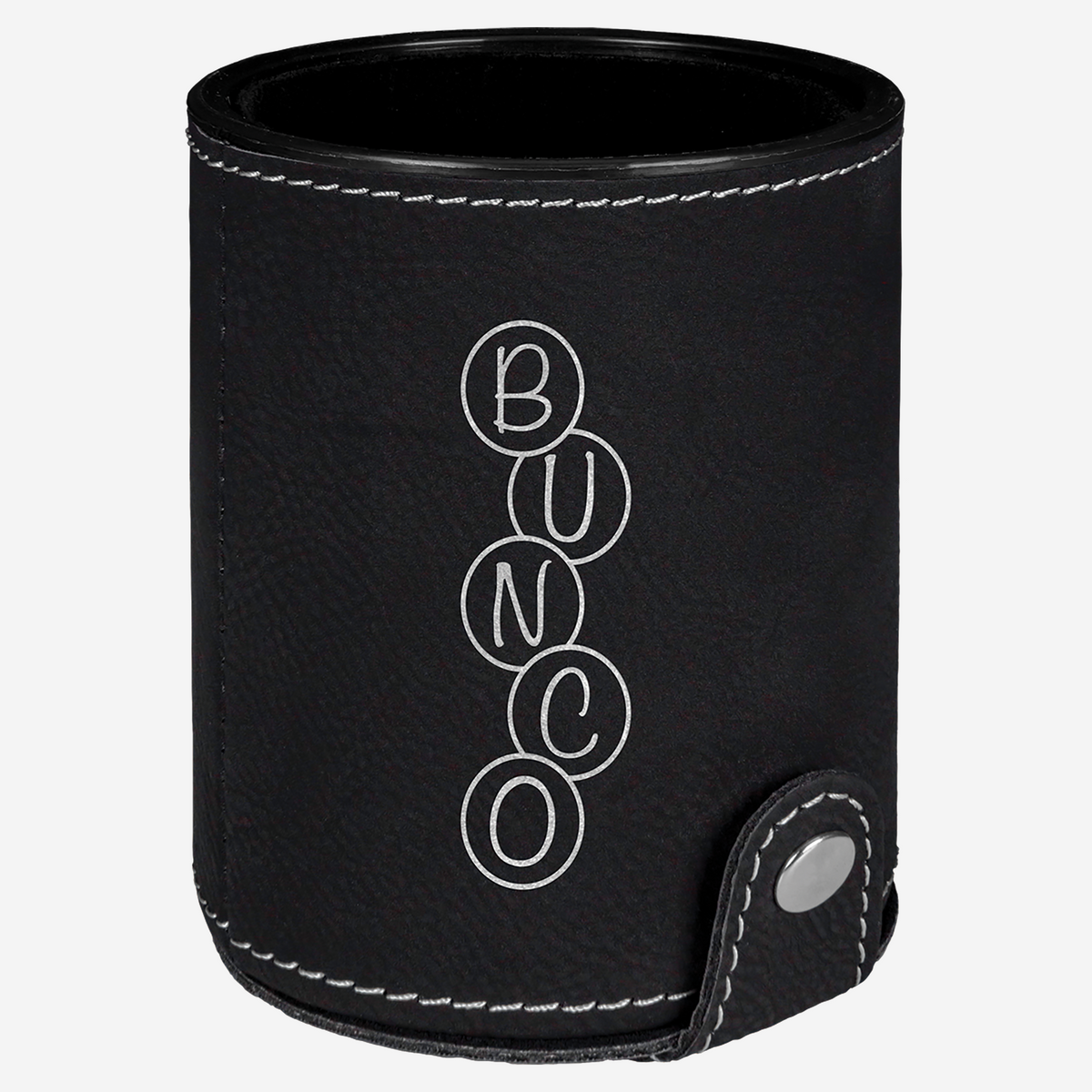 Black Leatherette Dice Cup with Storage