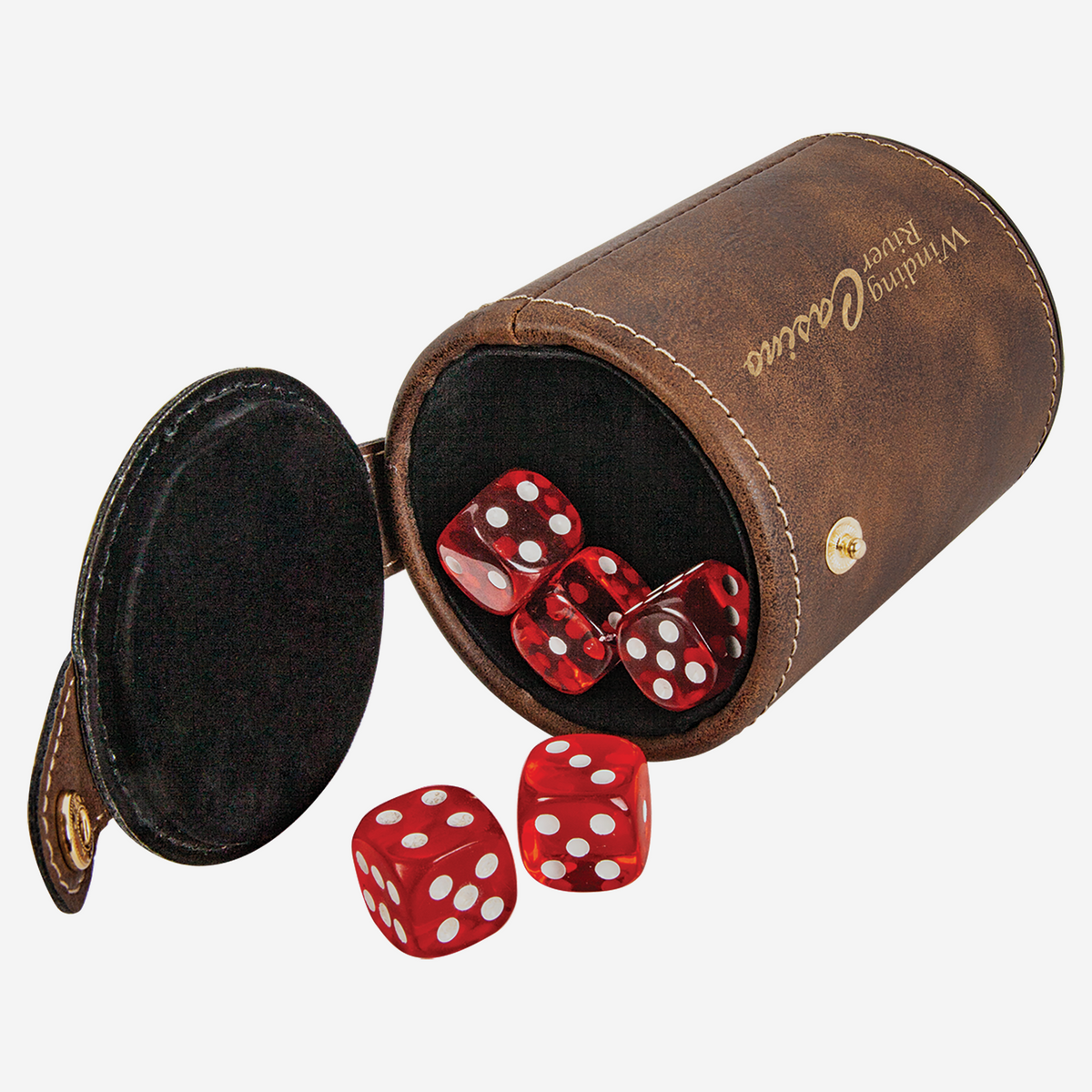 Black Leatherette Dice Cup with Storage