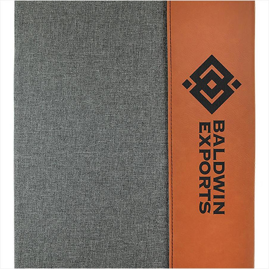 Dim Gray 9 1/2" x 12" Laserable Leatherette with Canvas Portfolio with Notepad