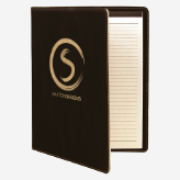 Black 9 1/2" x 12" Laserable Leatherette Portfolio with Notepad