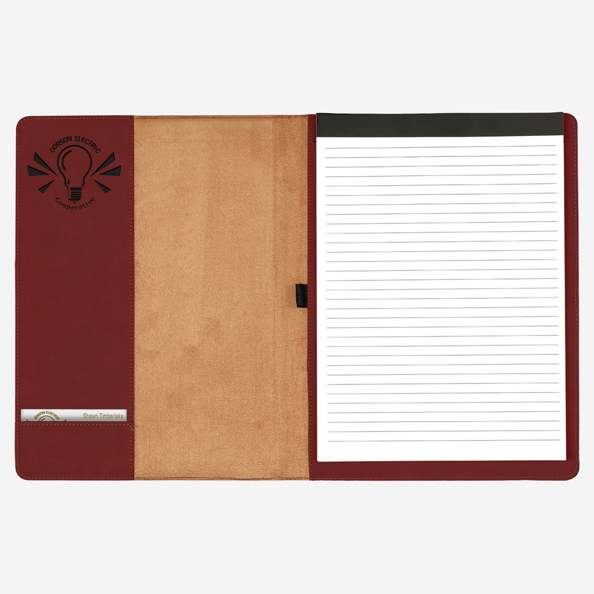 White Smoke 9 1/2" x 12" Laserable Leatherette Portfolio with Notepad