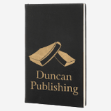 5.25 inch by 8.25 inch black leatherette journal with gold engraving