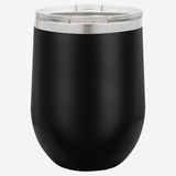 12 oz. black stainless steel tumbler with clear lid