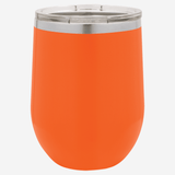 12 oz. orange stainless steel tumbler with clear lid