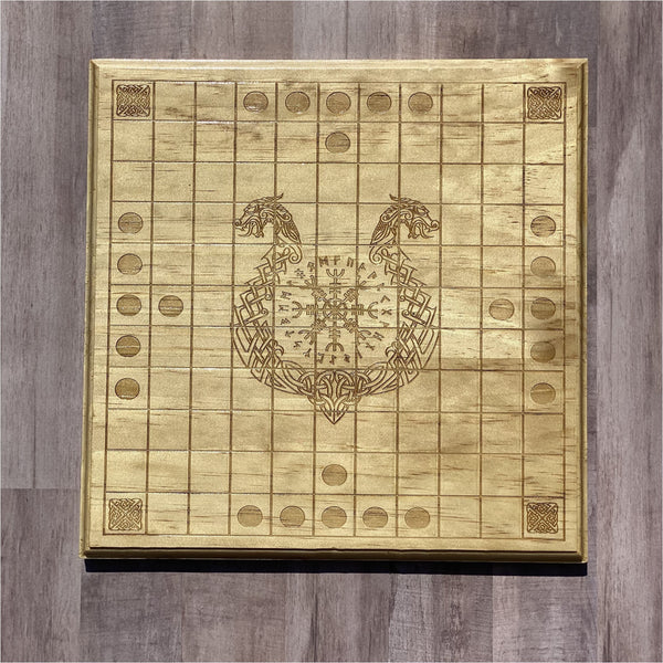 Dark Khaki Hnefatafl / Viking Chess Custom Board Game