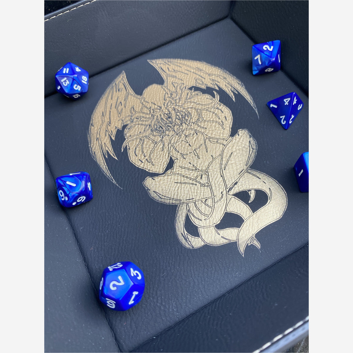 Gray Leatherette Snap Dice Tray