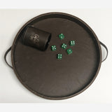 Dark Slate Gray Large Round PU Leather Dice Tray and Dice Cup