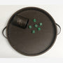 Dark Slate Gray Large Round PU Leather Dice Tray and Dice Cup