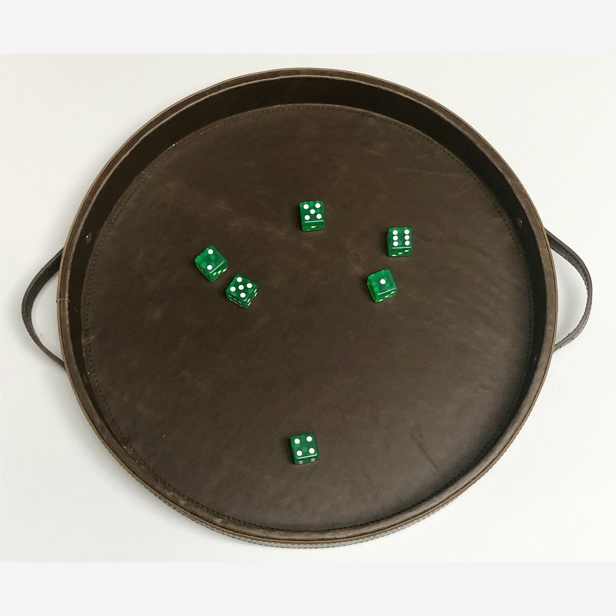Dark Slate Gray Large Round PU Leather Dice Tray and Dice Cup