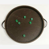 Dark Slate Gray Large Round PU Leather Dice Tray and Dice Cup