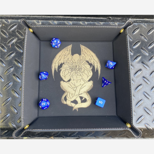 Tan Leatherette Snap Dice Tray