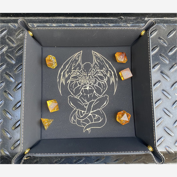 Dim Gray Leatherette Snap Dice Tray
