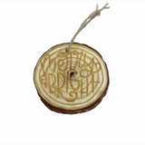 Dark Khaki Living Edge Wood Ornament Engraved