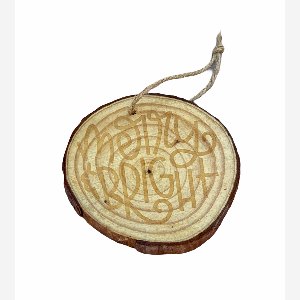 Dark Khaki Living Edge Wood Ornament Engraved