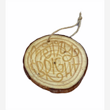 Dark Khaki Living Edge Wood Ornament Engraved