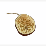 Dark Khaki Living Edge Wood Ornament Engraved