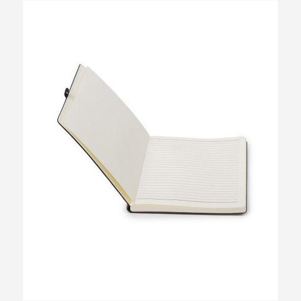 open journal with lined paper