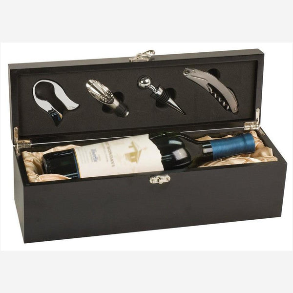 Dark Slate Gray Matte Black Finish Single Wine Box with Tools