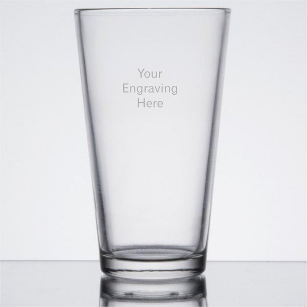 glass barware pint glass with "you're engraving here" text