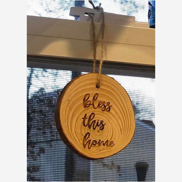 Chocolate Living Edge Wood Ornament Engraved
