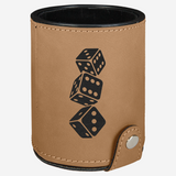 White Smoke Leatherette Dice Cup with Storage