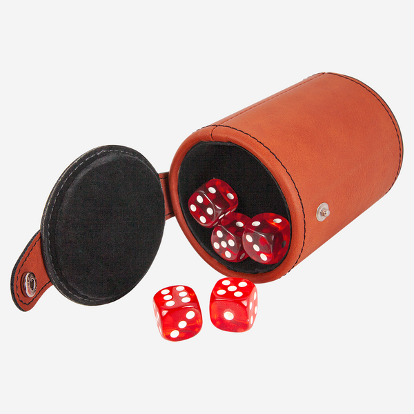 Chocolate Leatherette Dice Cup with Storage