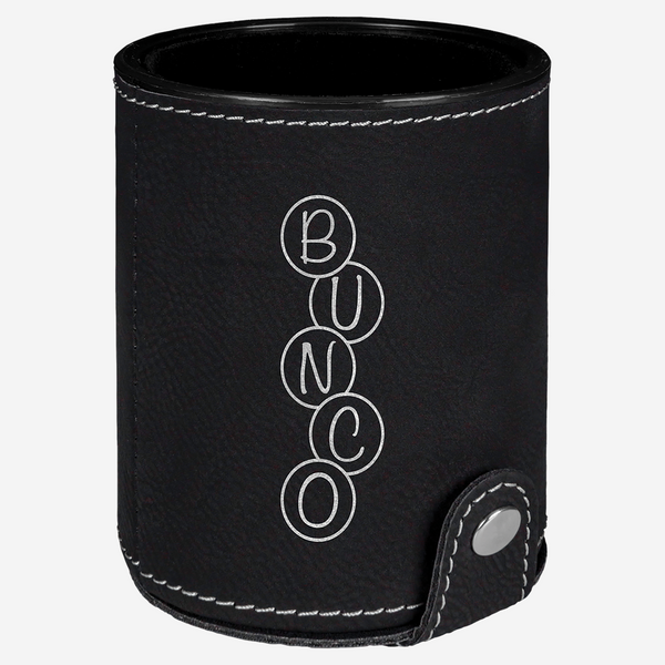 Black Leatherette Dice Cup with Storage