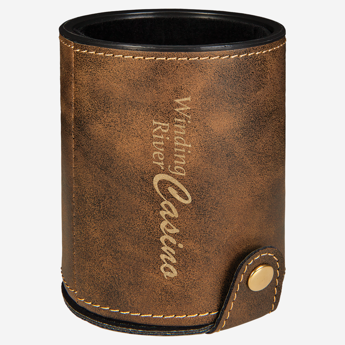 Dark Olive Green Leatherette Dice Cup with Storage