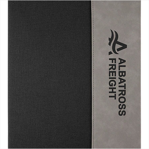 Dark Slate Gray 9 1/2" x 12" Laserable Leatherette with Canvas Portfolio with Notepad