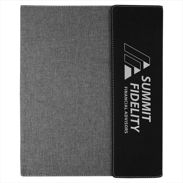 Dim Gray 9 1/2" x 12" Laserable Leatherette with Canvas Portfolio with Notepad