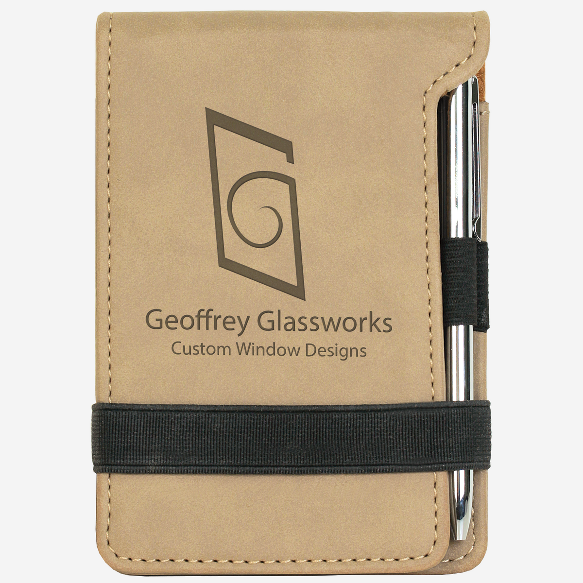 Rosy Brown Leatherette Mini Notepad with Pen
