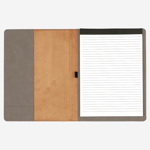 White Smoke 9 1/2" x 12" Laserable Leatherette Portfolio with Notepad