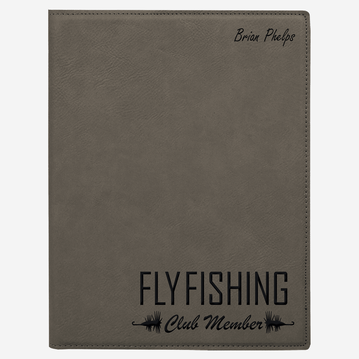 7" x 9" Laserable Gray Leatherette Small Portfolio with Notepad with black engraving