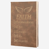 5.25 inch by 8.25 inch rustic brown leatherette journal with gold engraving