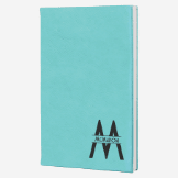 5.25 inch by 8.25 inch teal leatherette journal with black engraving