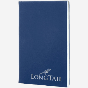 royal blue leatherette journal 5.25 inch by 8.25 inch with silver engraving 