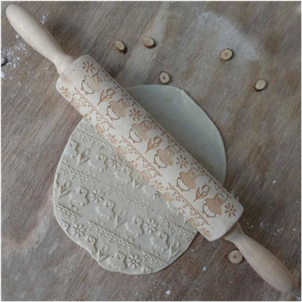 Dark Gray Embossed/Engraved Baby Chick Rolling Pin