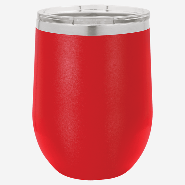 12 oz. red stainless steel tumbler with clear lid