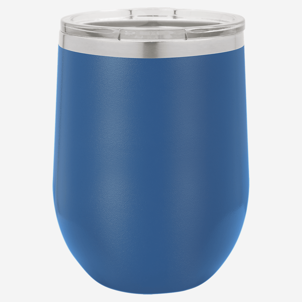 12 oz. royal blue stainless steel tumbler with clear lid