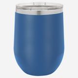 12 oz. royal blue stainless steel tumbler with clear lid