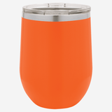 12 oz. orange stainless steel tumbler with clear lid