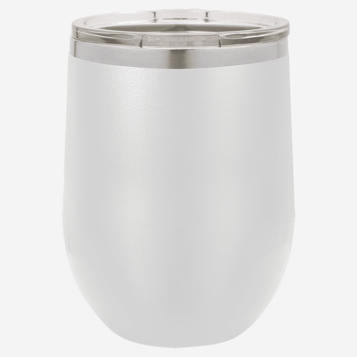 12 oz. white stainless steel tumbler with clear lid
