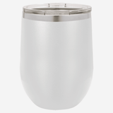 12 oz. white stainless steel tumbler with clear lid