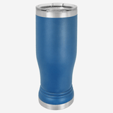 14 oz royal blue pilsner style tumbler with clear lid