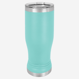14 oz teal pilsner style tumbler with clear lid