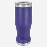 14 oz dark purple pilsner style tumbler with clear lid